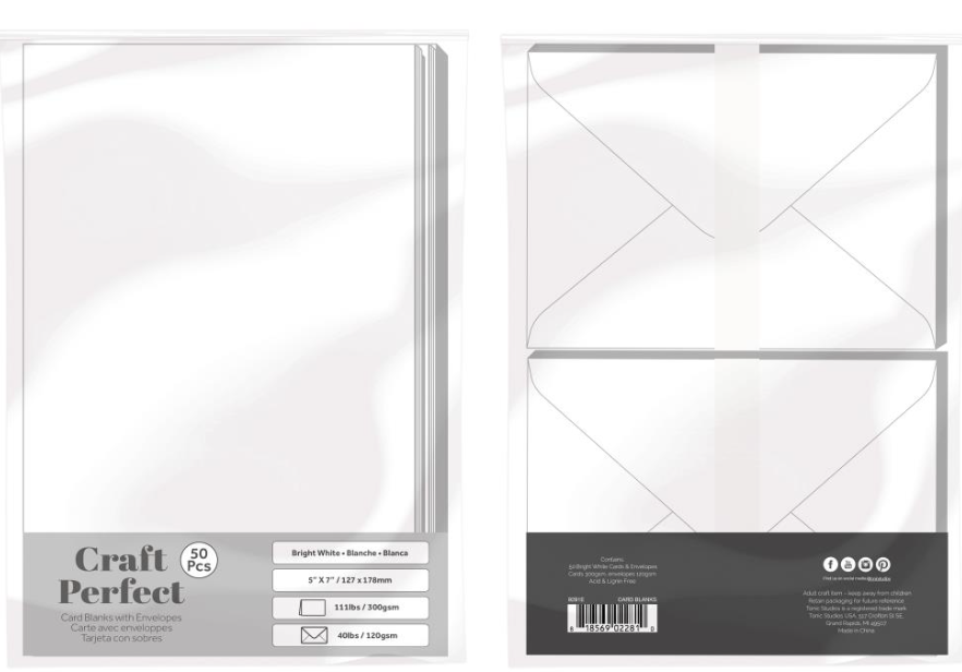 Tonic Craft Perfect 5X7 Cards & Envelopes - 50/PKG