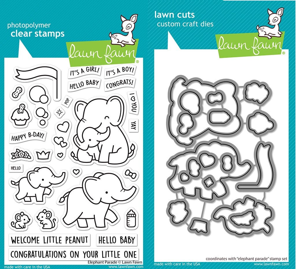 Lawn Fawn Elephant Parade Stamp/Die Bundle