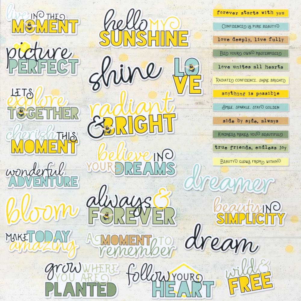 49 and Market Botanical Buzz Chipboard Words