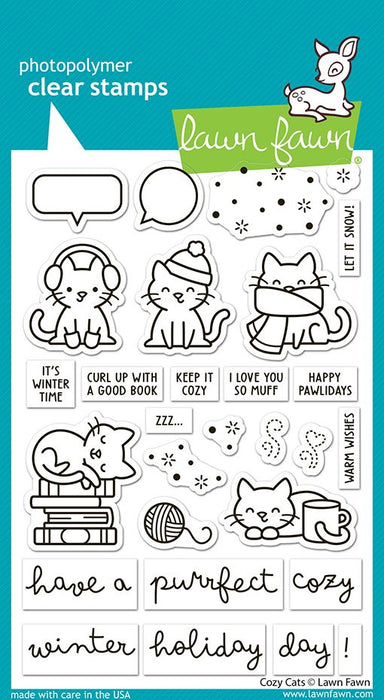 Lawn Fawn Cozy Cats Clear Stamp Set