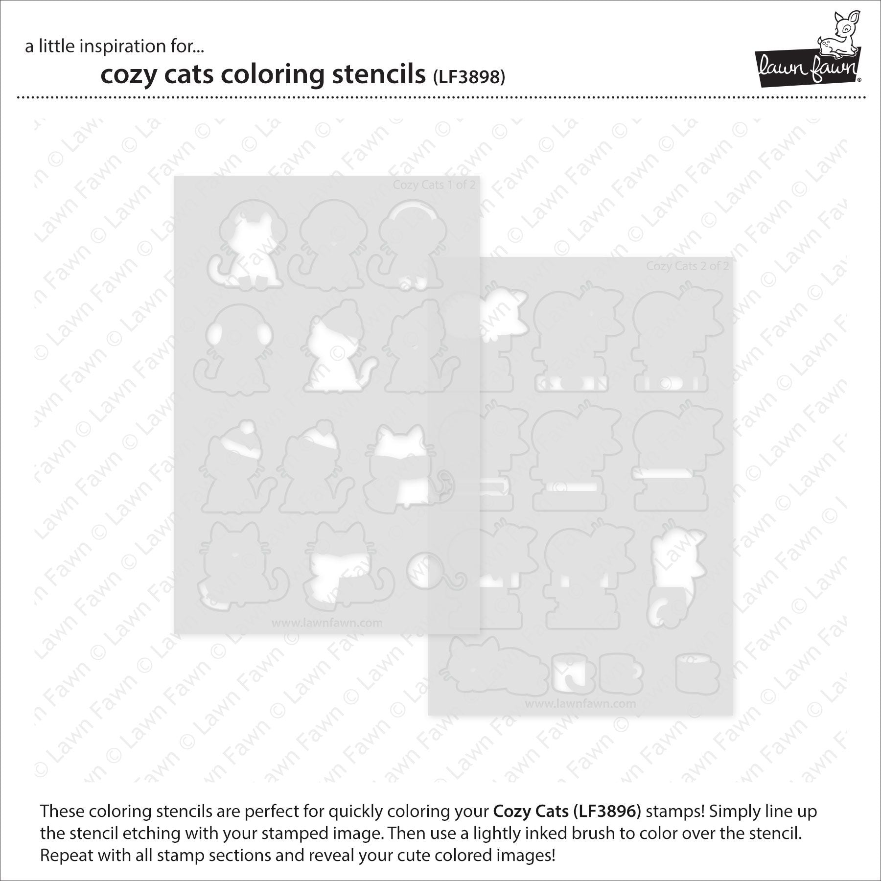 Lawn Fawn Cosy Cats Coloring Stencils