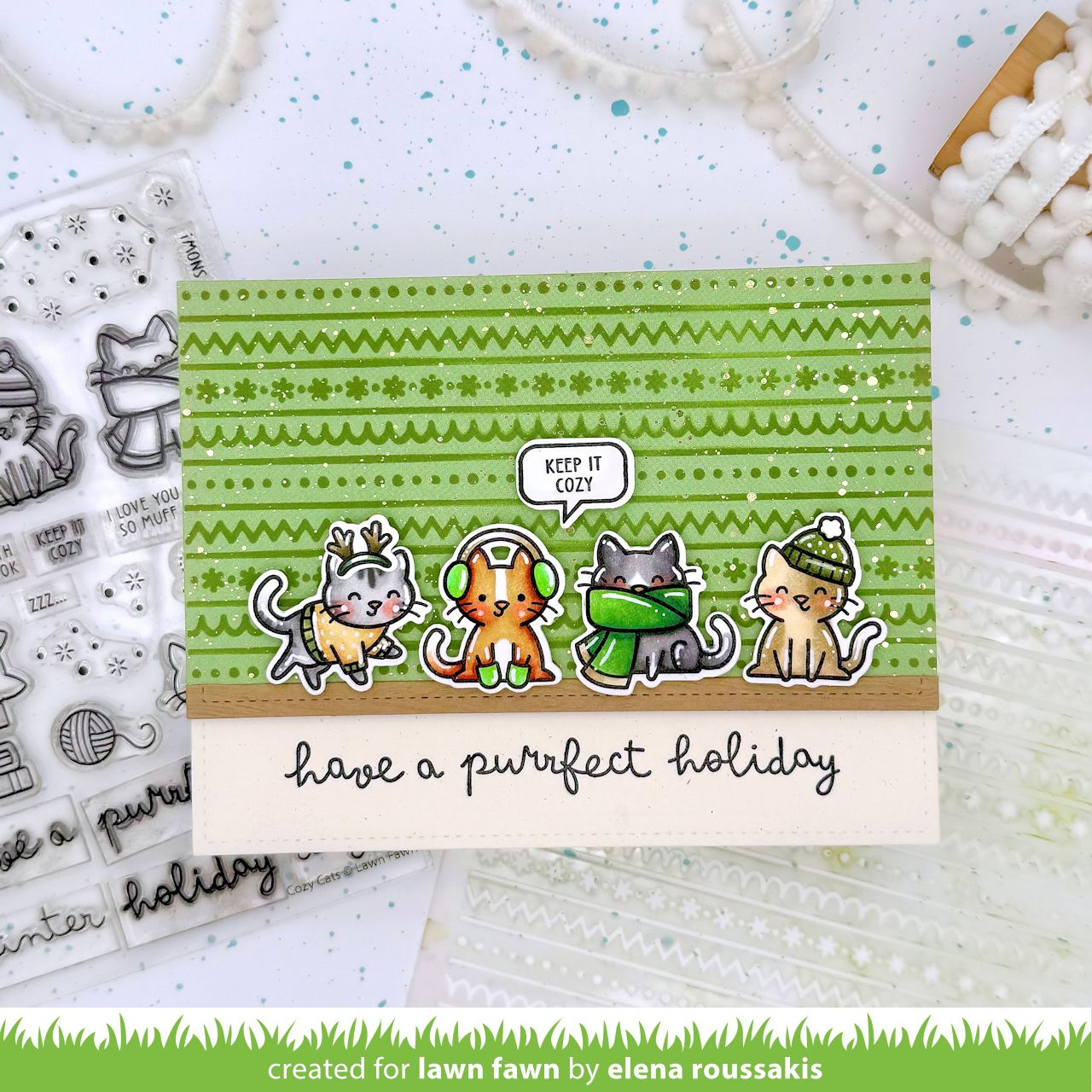 Lawn Fawn Cosy Cats Christmas Add On Stamp