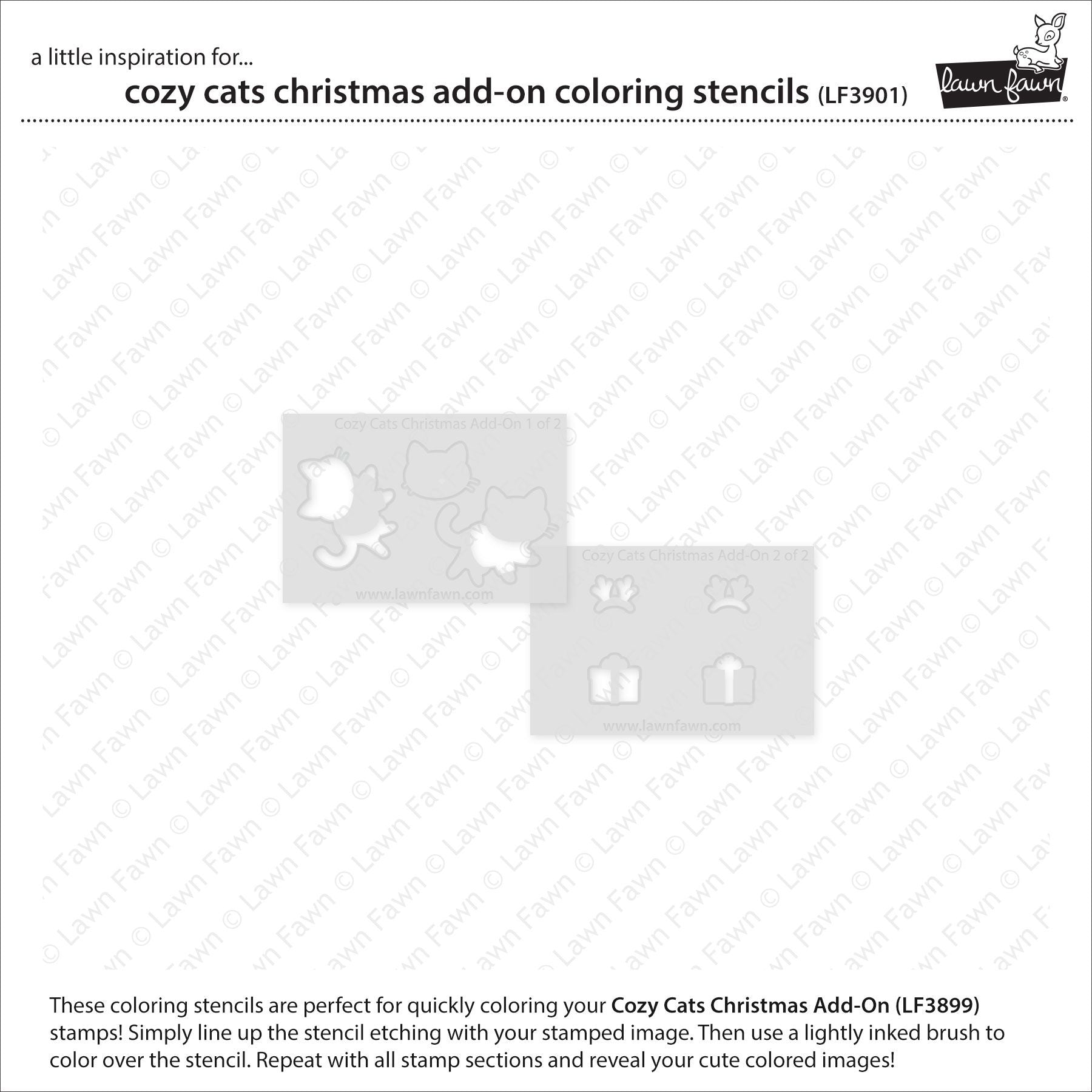 Lawn Fawn Cozy Cats Christmas Add On Coloring Stencil