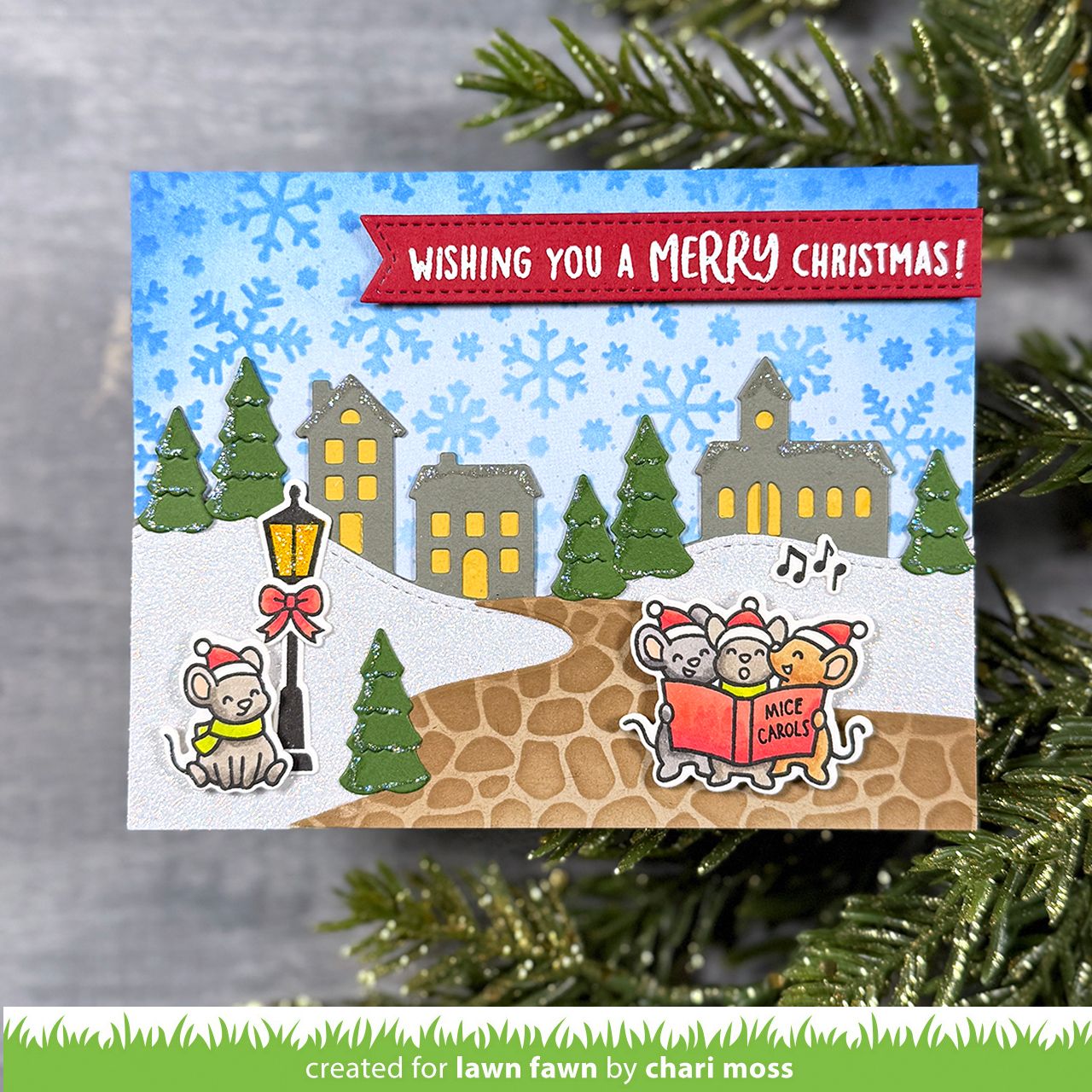 Lawn Fawn Village Hillside Border Die