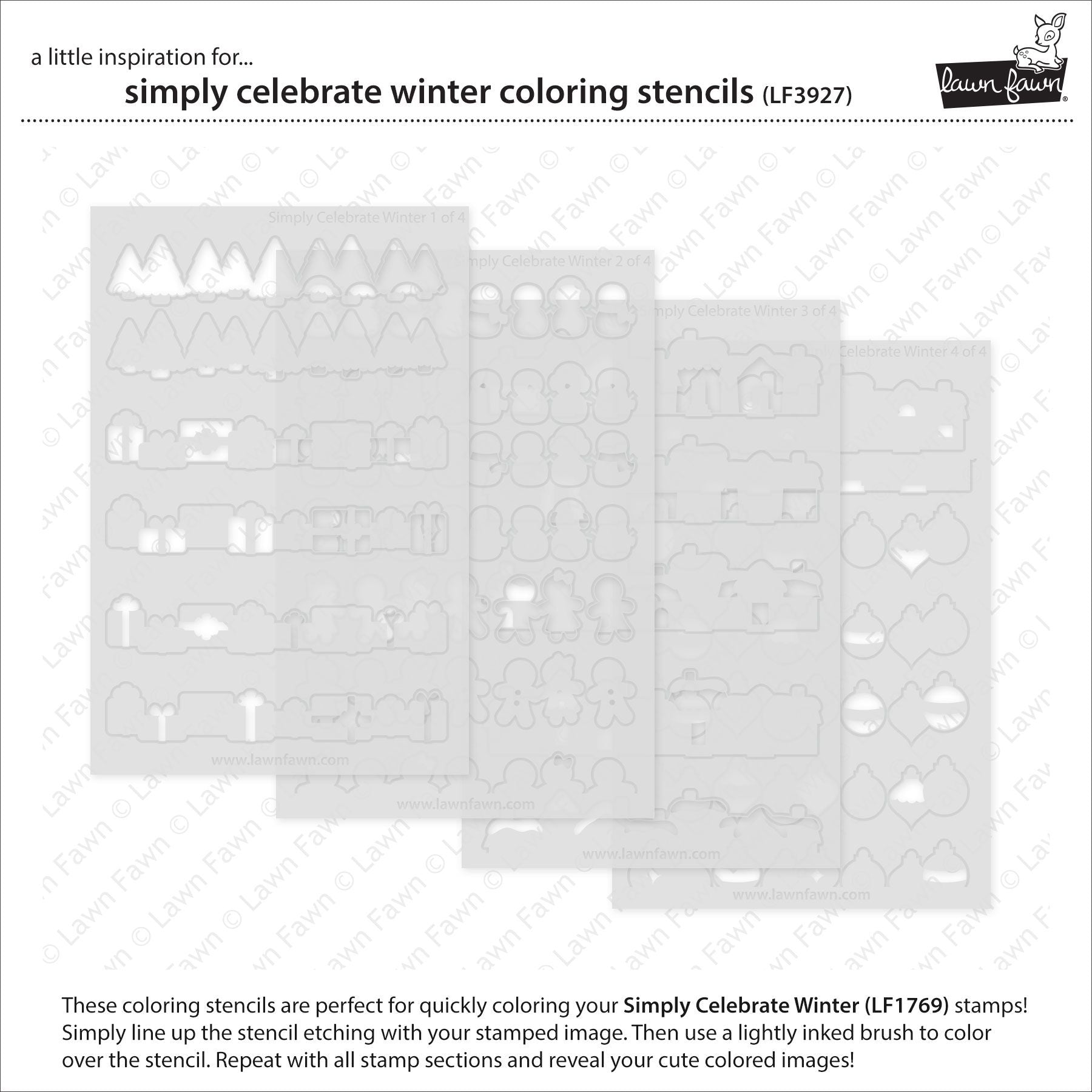 Lawn Fawn Simply Celebrate Winter Coloring Stencil