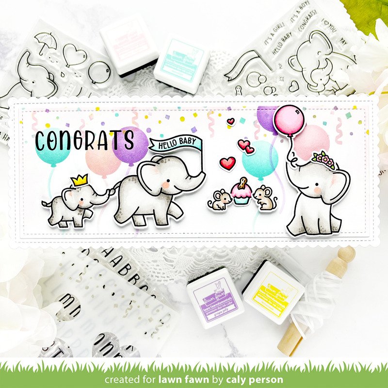 Lawn Fawn Elephant Parade Add On Stamp/Die Bundle