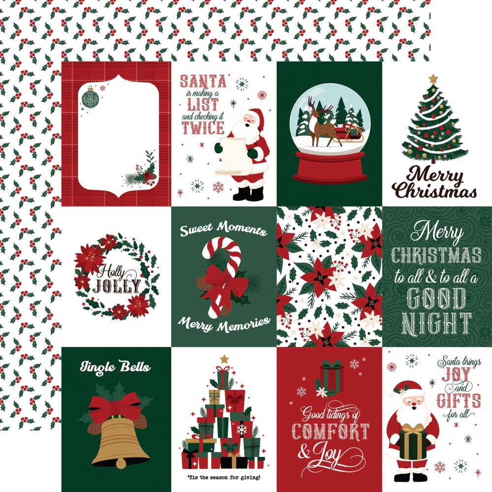 Echo Park Santa Claus 3X4 Journaling Cards 12X12 Paper
