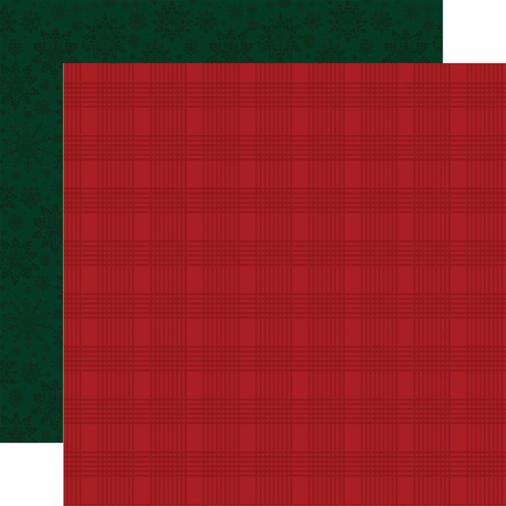 Echo Park Santa Claus Red Dashed Plaid 12X12 Paper