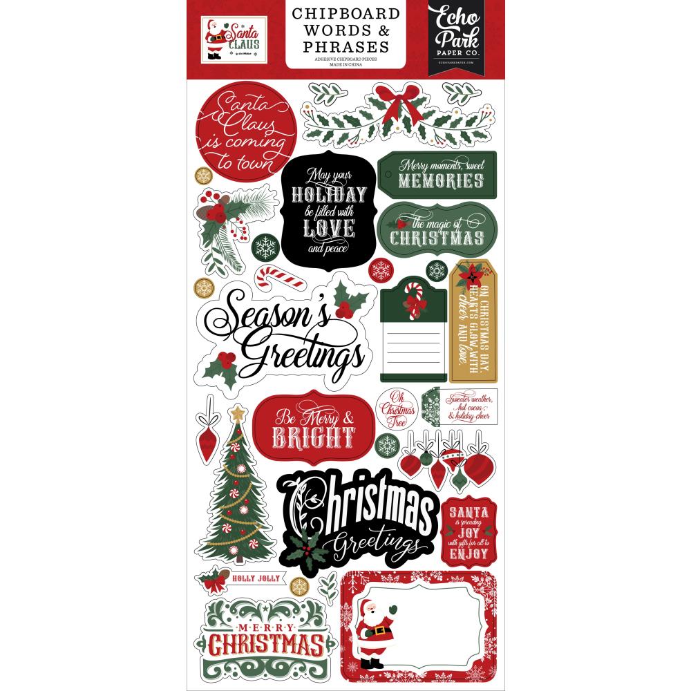 Echo Park Santa Claus Chipboard Words and Phrases