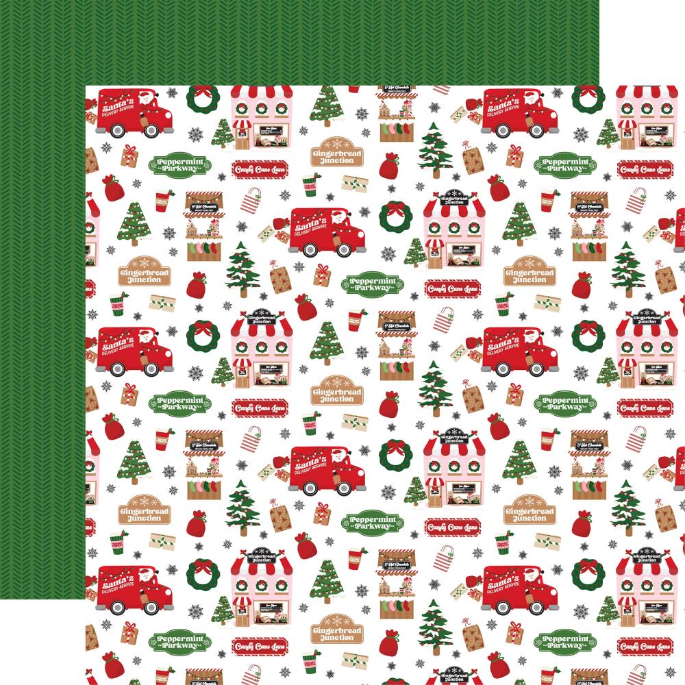 Echo Park Santa's Christmas Delivery Candy Cane Lane 12X12 Paper
