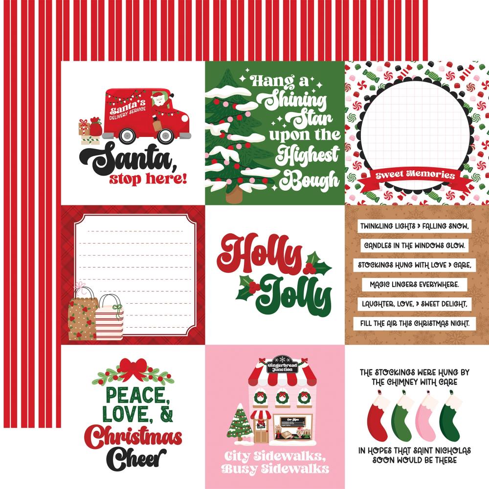 Echo Park Santa's Christmas Delivery 4X4 Journaling Cards Paper