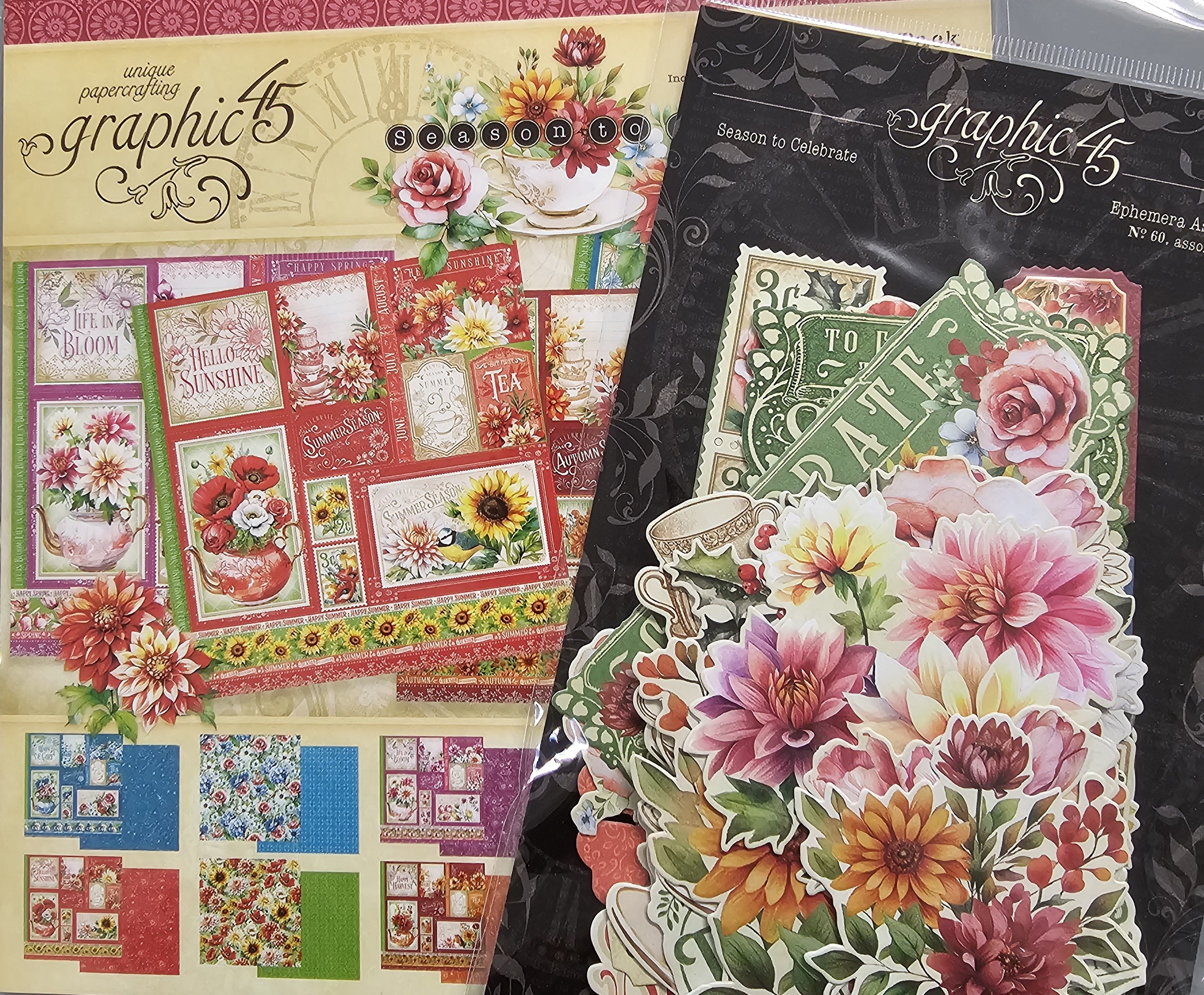 Graphic 45 Season To Celebrate 8X8 Pad and Ephemera Bundle