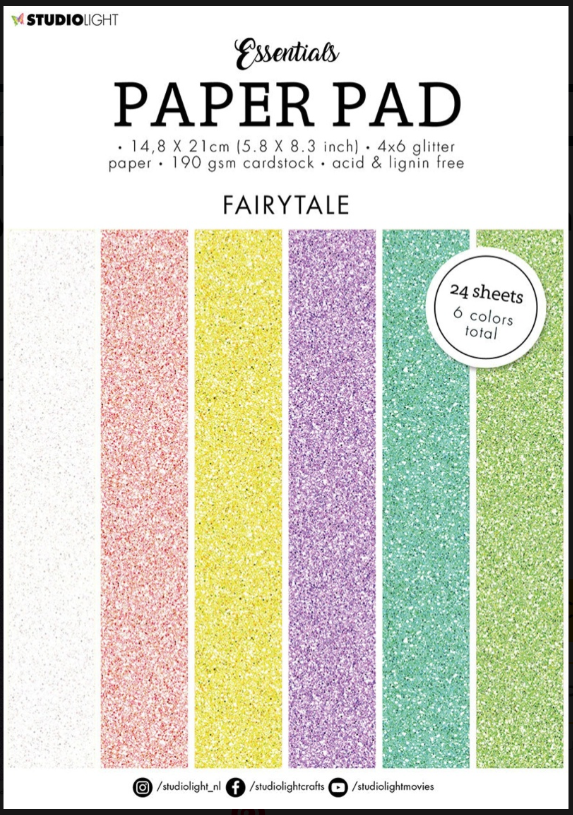 Studio Light Fairytale 5.8x8.3" Glitter Paper Pad 24 Sheets