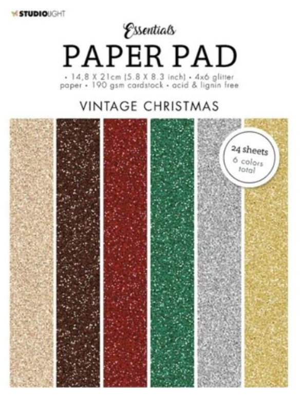 Studio Light Vintage Christmas 5.8x8.3" Glitter Paper Pad