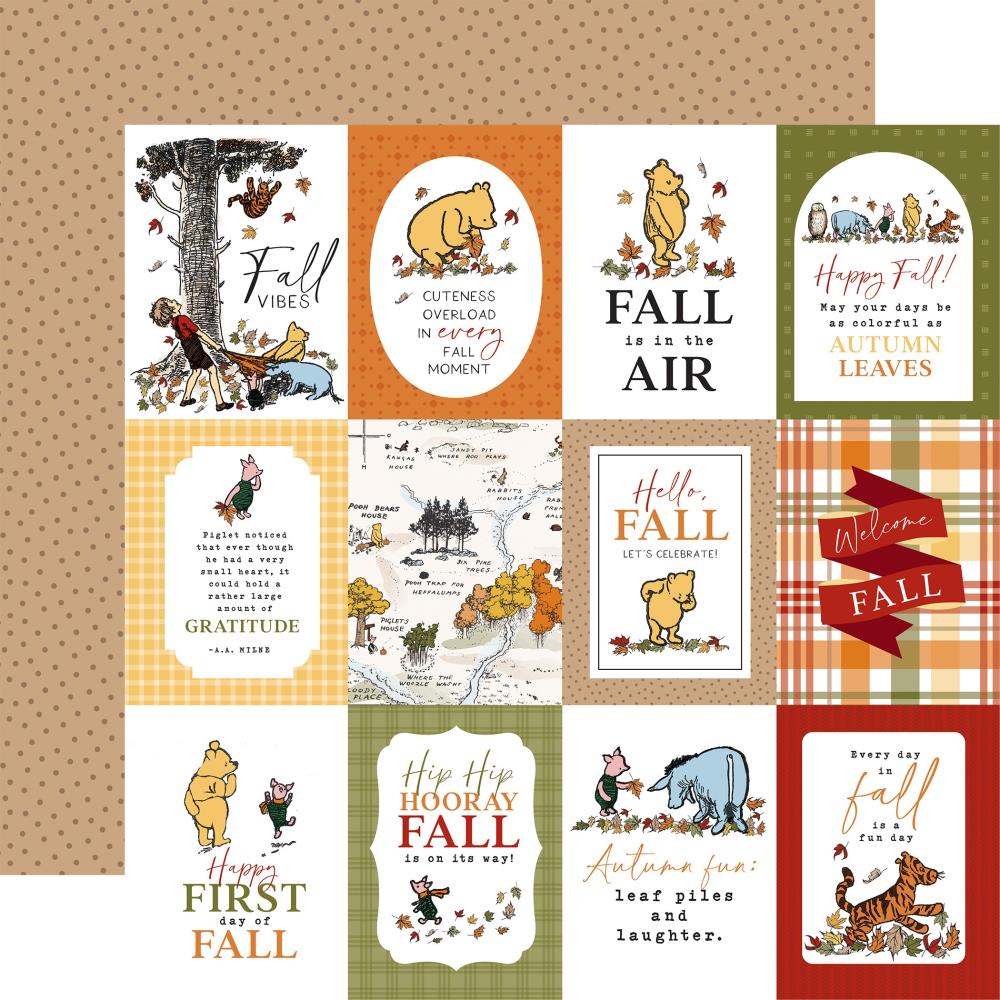 Echo Park Winnie the Pooh Autumn 3X4 Journaling Cards Paper