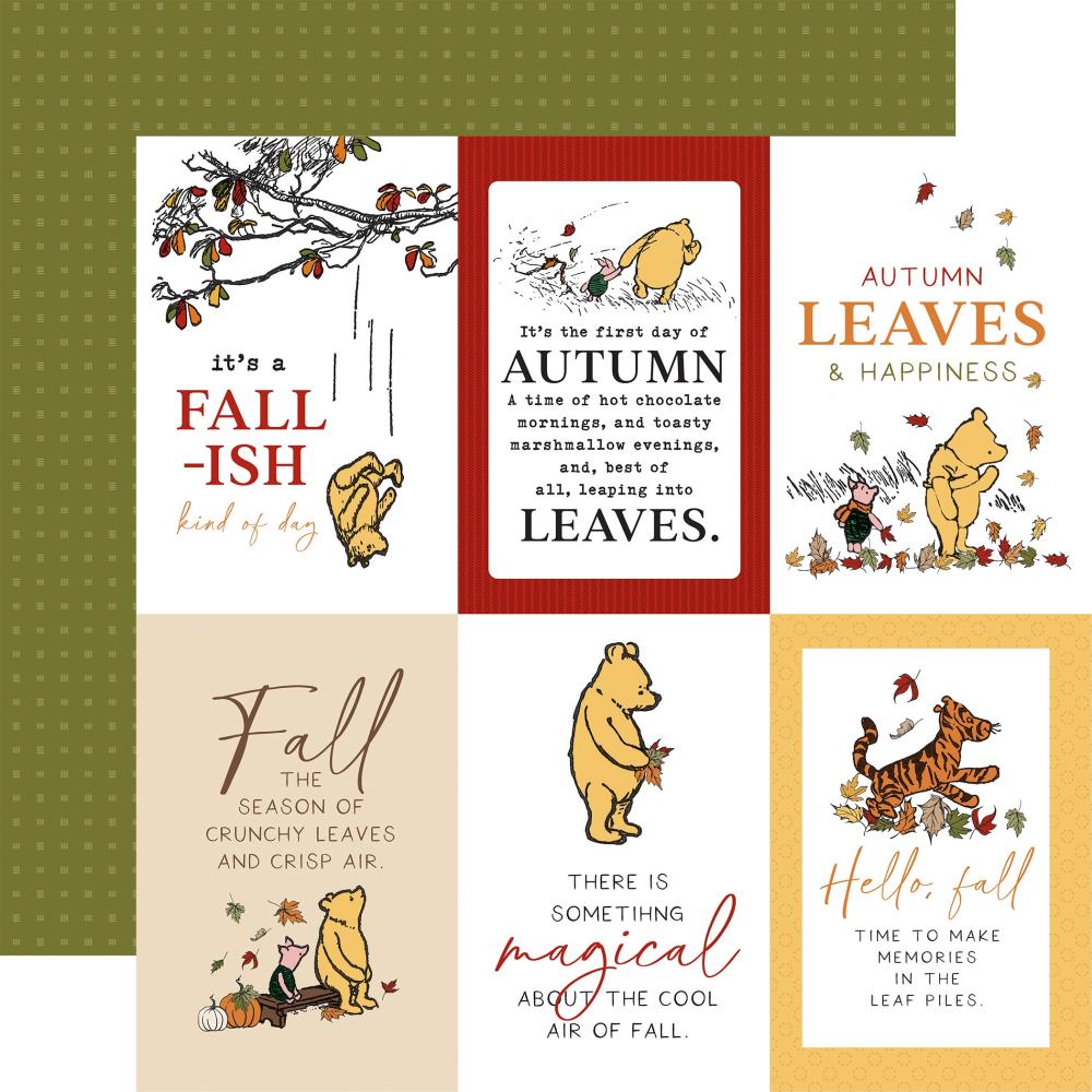 Echo Park Winnie the Pooh Autumn 4X6 Journaling Cards Paper