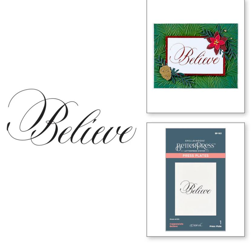 Spellbinders Copperplate Believe Betterpress Plate