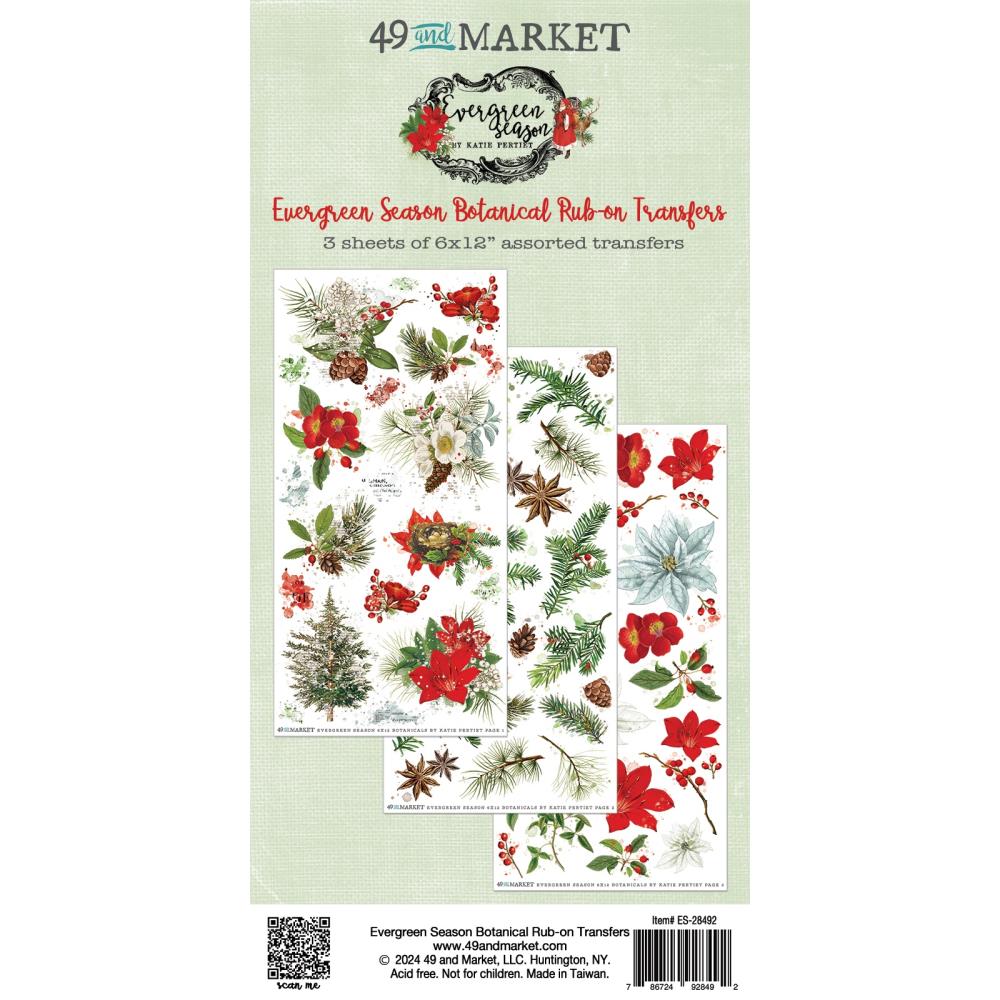 49 and Market Evergreen Season Botanical Rub Ons