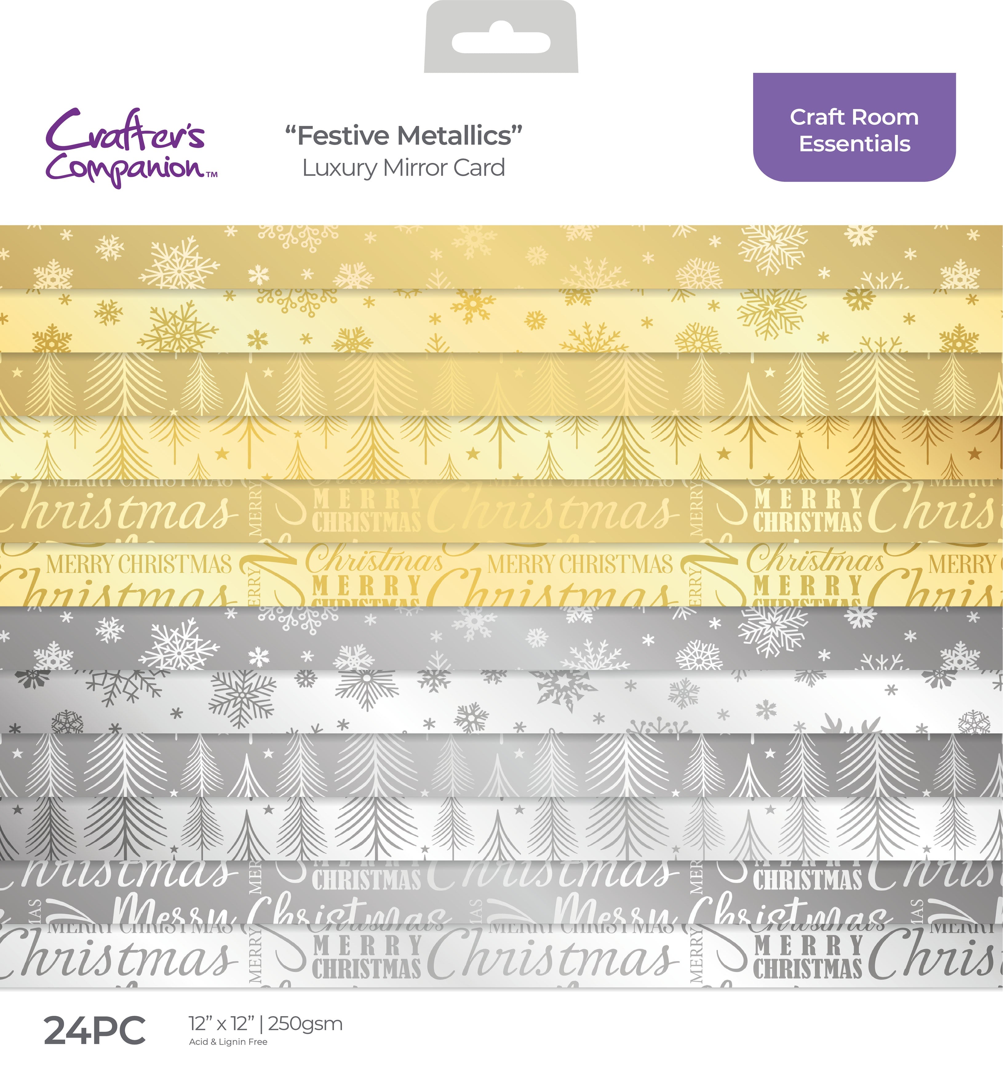 Crafters Companion Festive Metallics 12X12 Paper Pad