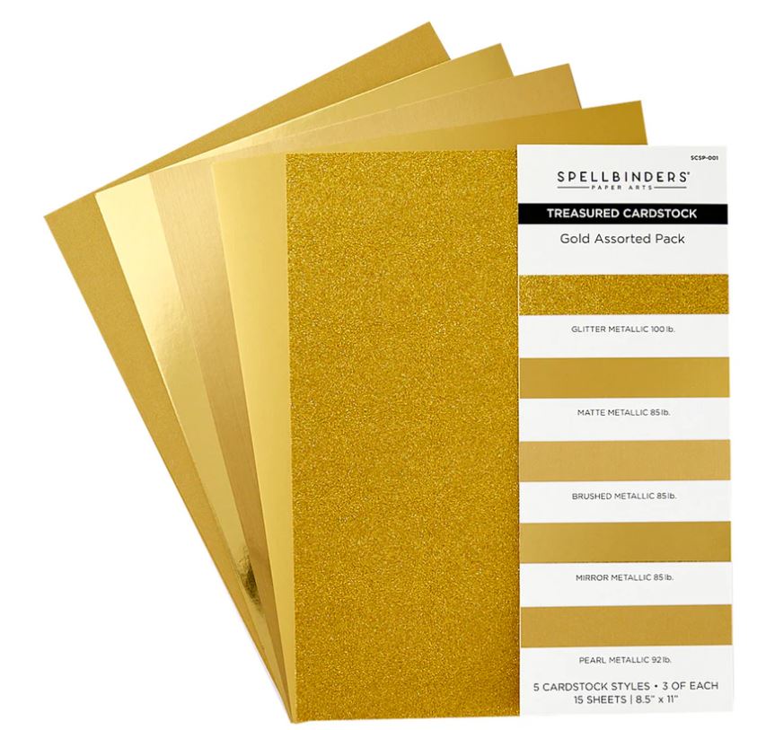 Spellbinders Treasured Cardstock Gold Assorted Pack