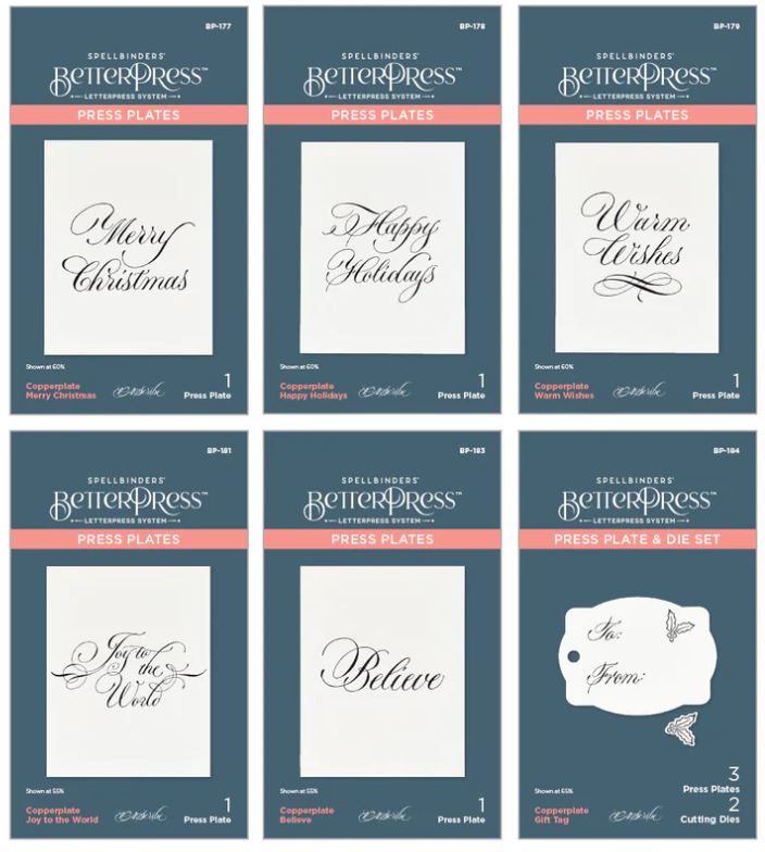 Spellbinders Betterpress Copperplate Holiday Sentiments Bundle