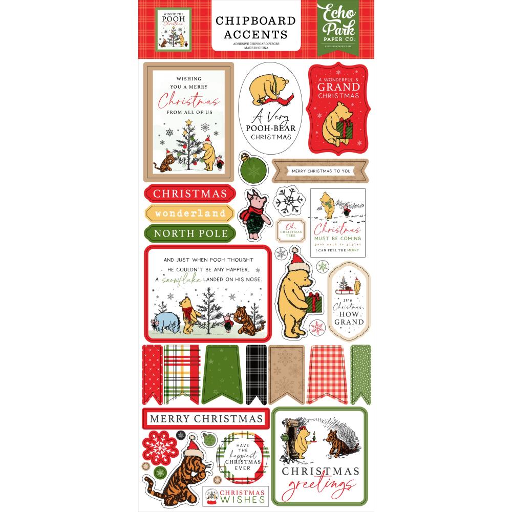 Echo Park Winnie the Pooh Christmas Chipboard Accents