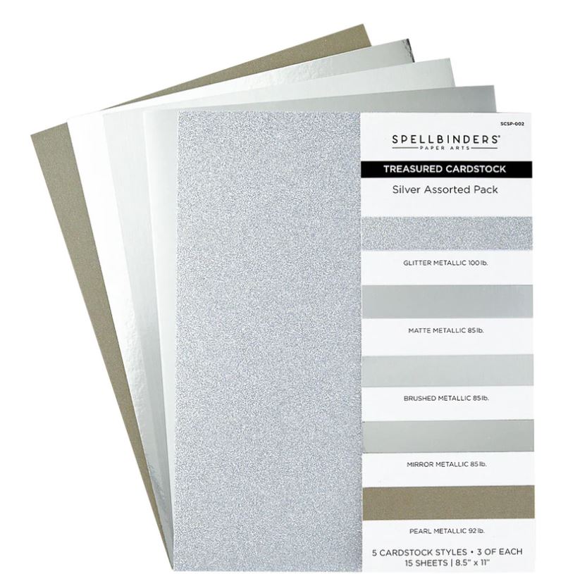 Spellbinders Treasured Cardstock Silver Assorted Pack