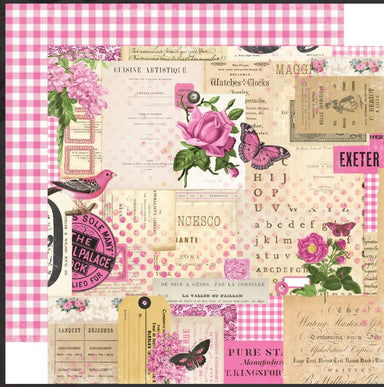 Simple Stories Simple Vintage Essentials Color Palette Pink Collage 12X12 Paper