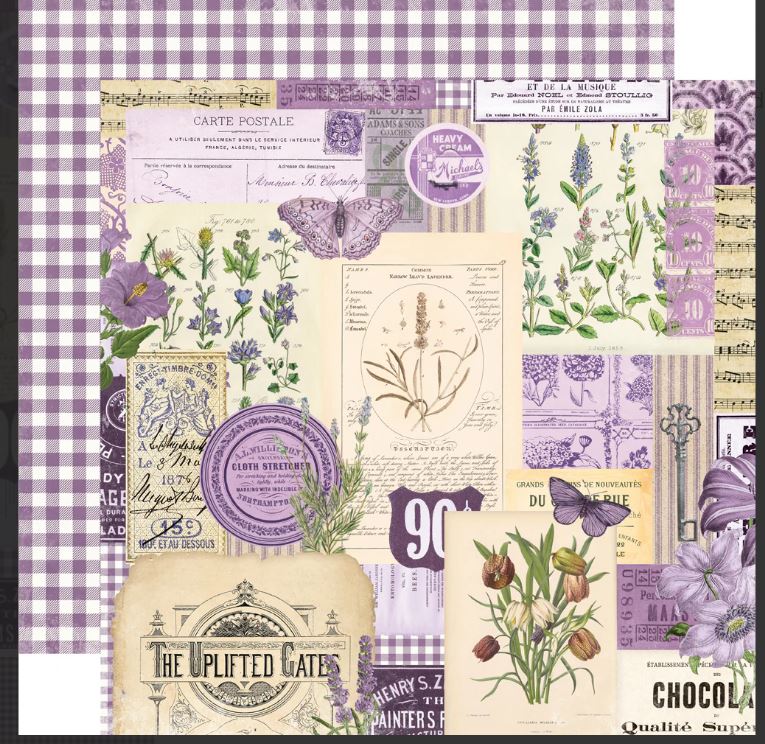 Simple Stories Simple Vintage Color Palette Purple Collage 12X12 Paper