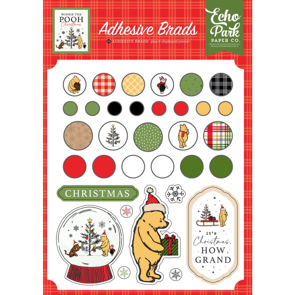 Echo Park Winnie the Pooh Christmas Adhesive Brads