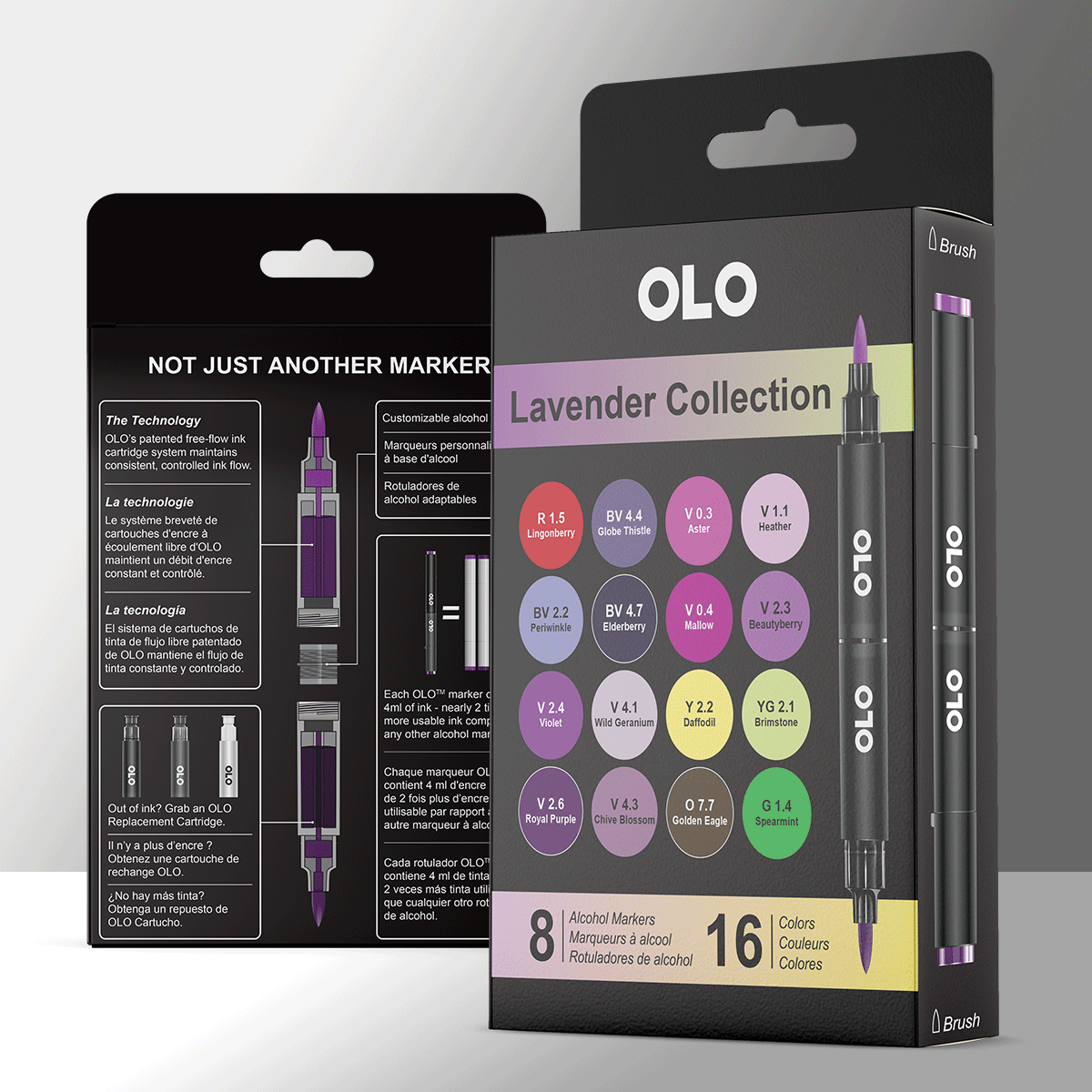 OLO Alcohol Markers Lavender Coll 8 Colors