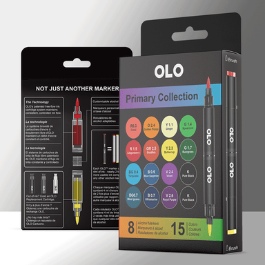OLO Alcohol Markers Primary Coll 15 Colors