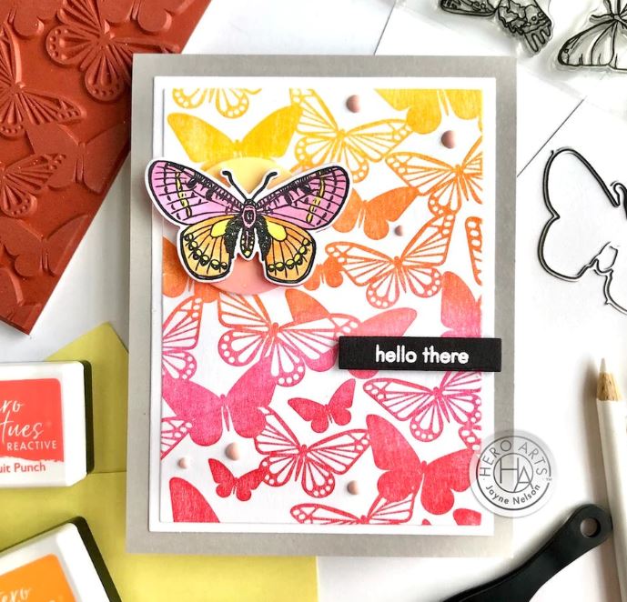 Hero Arts Beautiful Butterflies Stamp and Die Bundle