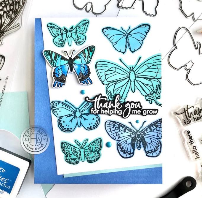 Hero Arts Beautiful Butterflies Stamp and Die Bundle