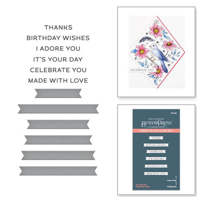 Spellbinders It's Your Day Sentiment Strips Betterpress Plate and Die Set