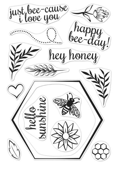 Hero Arts Bee and Flowers Wreath Stamp