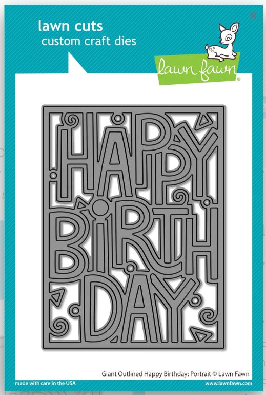 Lawn Fawn Giant Outlined Happy Birthday Portrait Die