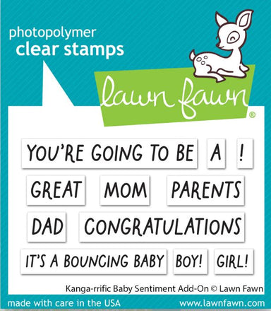 Lawn Fawn Kanga-riffic Baby Sentiments Add On Stamp