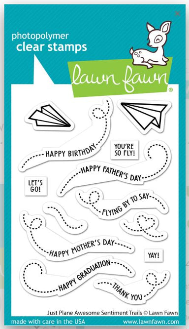 Lawn Fawn Just Plane Awesome Sentiment Trails Stamp Set