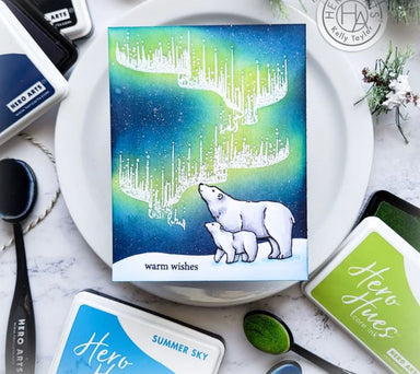 Hero Arts Northern Lights Polar Bears Stamp/Die Bundle