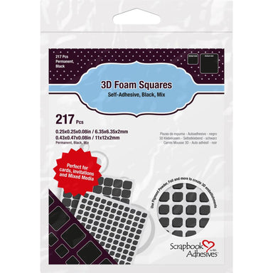 Scrapbook Adhesives Black 3D Foam Squares Mixed Sizes