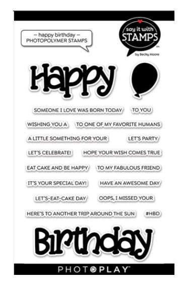 Photoplay Say It With Stamps Happy Birthday Stamp Set