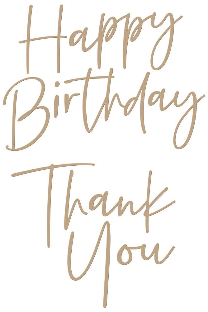 Spellbinders Stylish Script Thank You & Happy Birthday Foil Plate