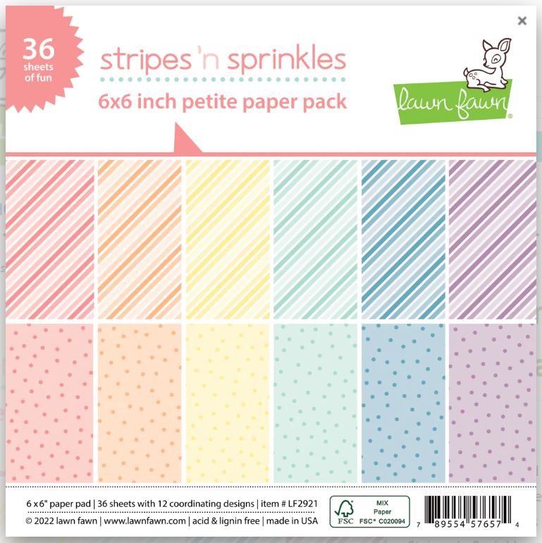 Lawn Fawn Stripes 'N Sprinkles 6X6 Petite Paper Pack