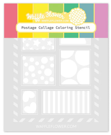 Waffle Flower Postage Collage Coloring Stencil