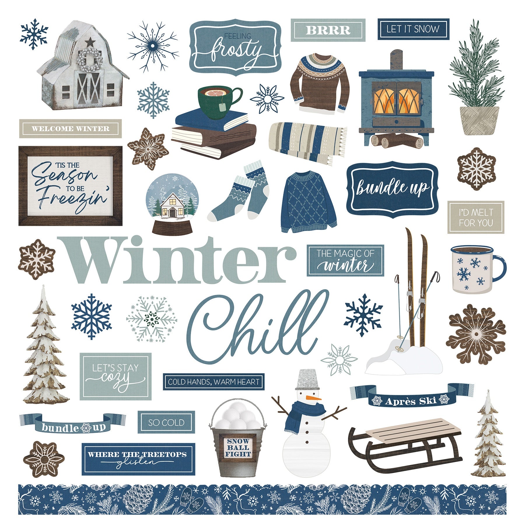 Photoplay Winter Chalet Element Stickers 12X12